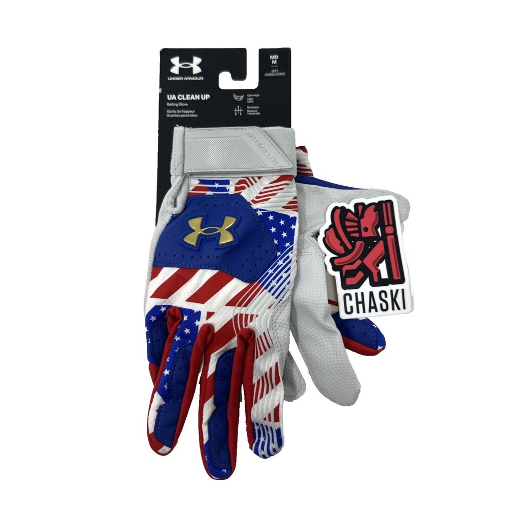 Under Armour Clean up Printed Batting gloves USA stars - Adult Medium NEW